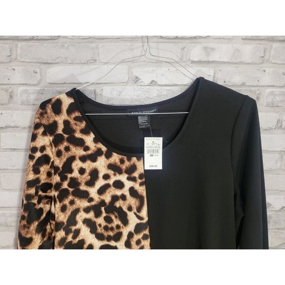 Ashley Stewart 14/16 Knit Colorblock Midi Dress Animal Print NEW Bodycon Cheetah - Picture 6 of 12